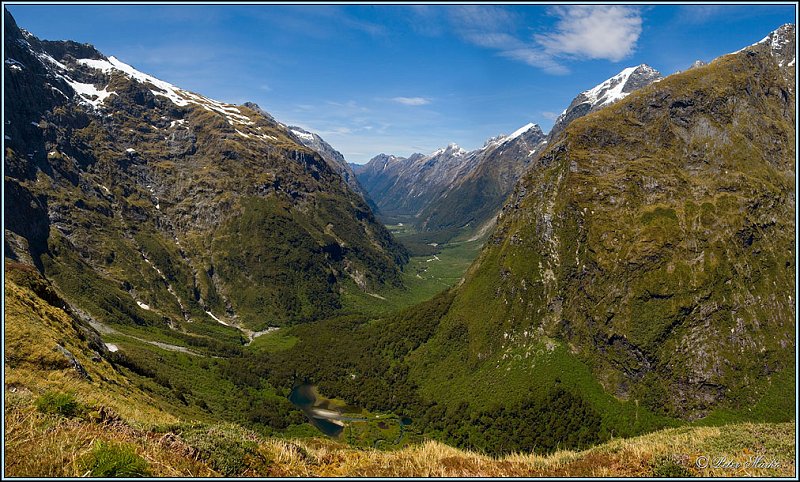 Milford panorama 2_mail.jpg - Milford Track, view from MacKinnon Pass to the Clinton Cayon, Fiordland National Park, New Zealand